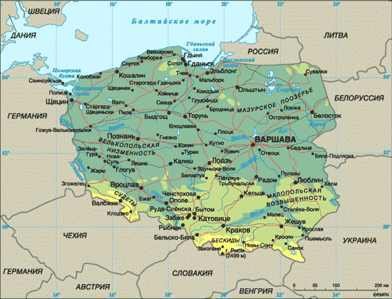 Карта Польшы